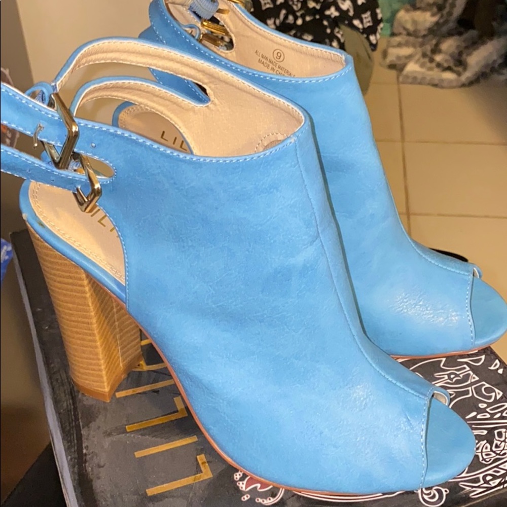 Light Blue Block Heel